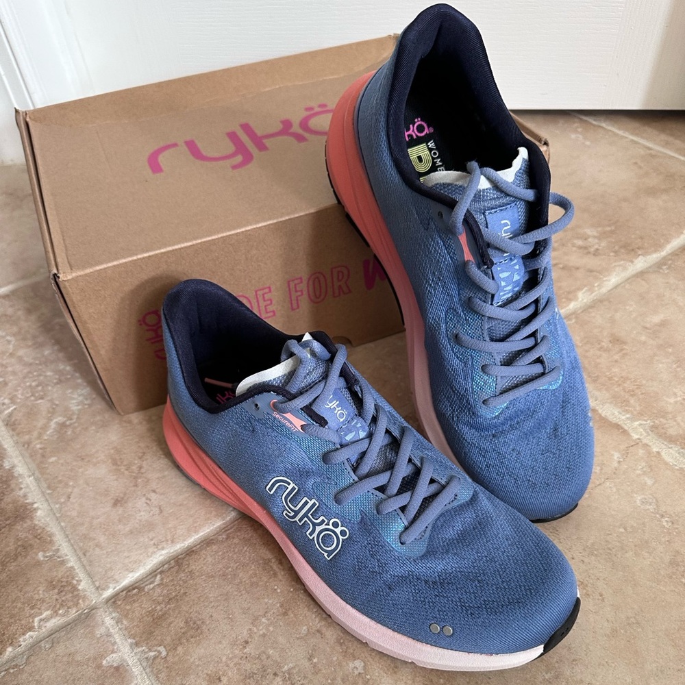 Ryka Euphoria Run Tempest Blue Orange Running Athletic Shoes Women's Size 9.5